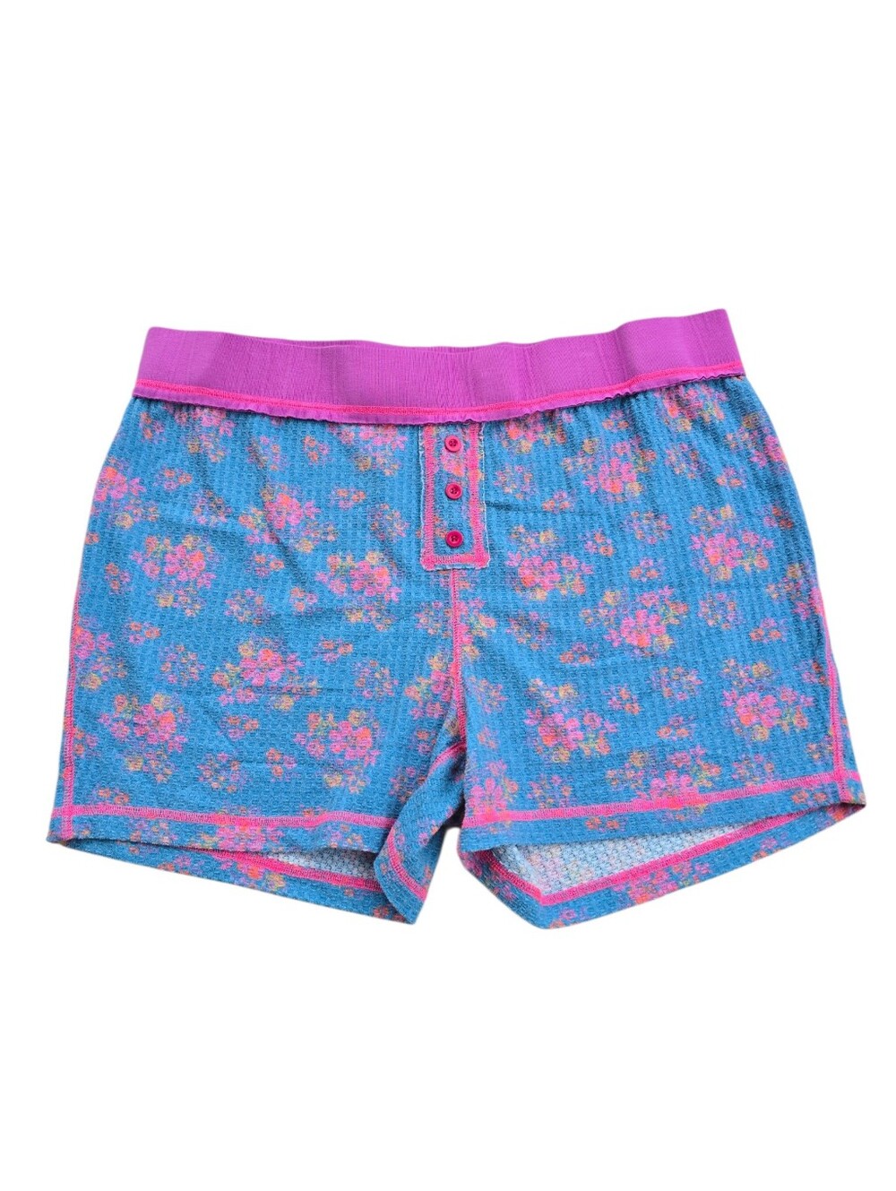 Natural Life Mix And Match Waffle Knit Shorts Blue Pink Size XL - Picture 2 of 5